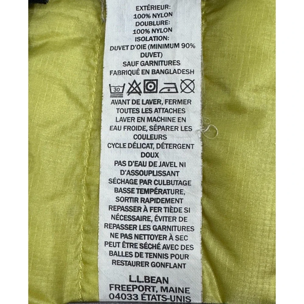 LL Bean Down Puffer Vest Womens XL Yellow Chartreuse Goose Down Lightweight - Picture 15 of 16